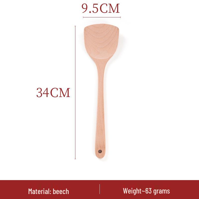 Japanese Non-Stick Wok Set: Spatula, Soup Ladle, Rice Spoon, Frying Pan, Stir-Fry Utensils, Solid Wood Handles