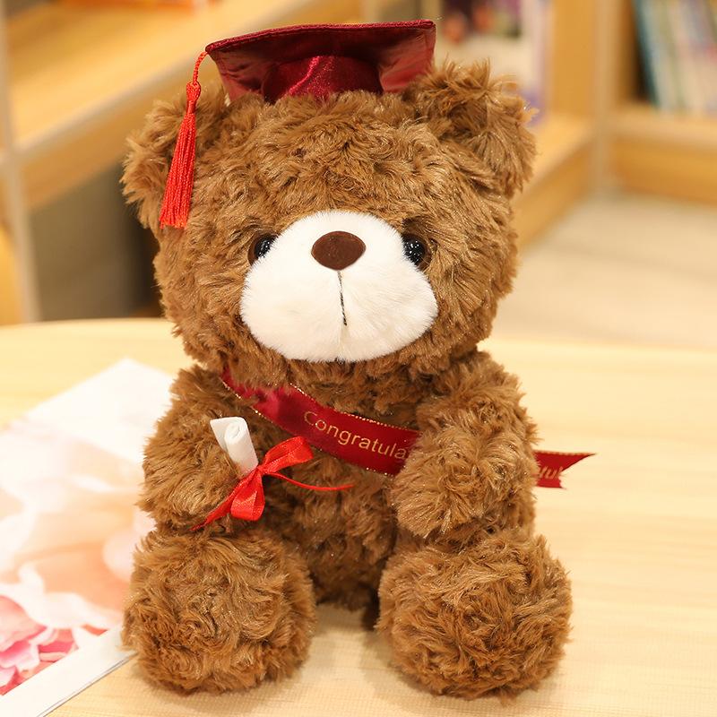 23-28cm Lovely  Plush Toy Stuffed Soft Colorful Kawaii Bear Animal Dolls Graduation Birthday Gifts