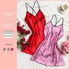 2 Stylish and Breathable Silk Print Slip Nightdress Sexy Halter Pajamas