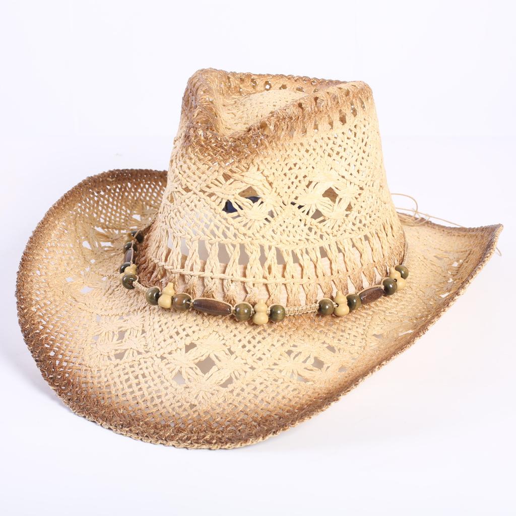 Popular sombrero de vaquero occidental hueco clásico europeo y americano, moda para hombre y mujer, sombrero de paja transpirable para vacaciones, protección solar