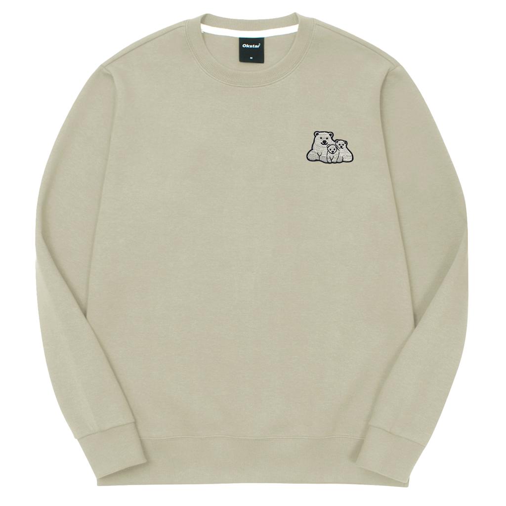 OKSTAR Polar Bear Family Embroidered Double-Sided Sweatshirt