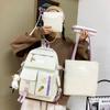 Academic Style Senior High School University Student Schoolbag Backpack Women's Four-Piece Canvas Backpack