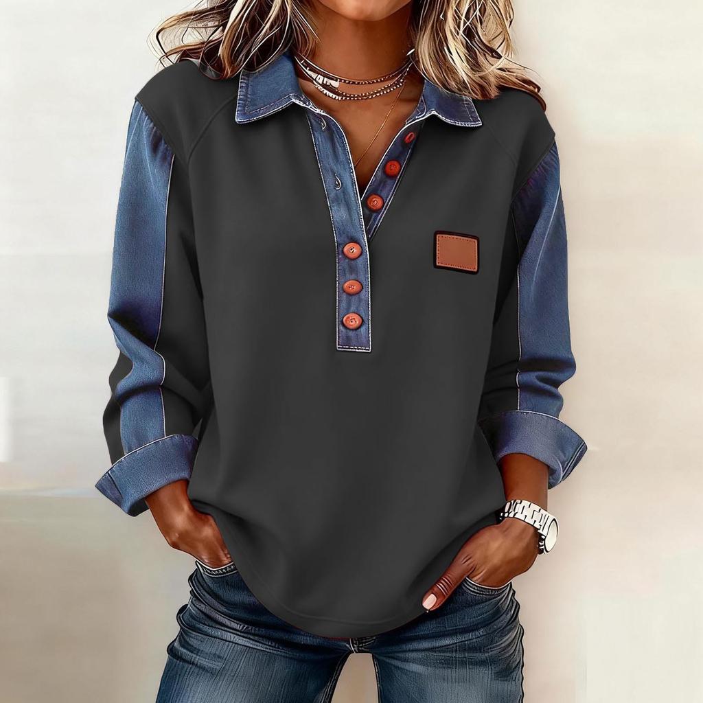 Women's Vintage Print Loose-fitting Long-sleeved Top