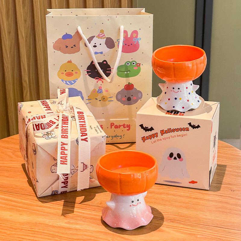 Weird Birthday Gifts Halloween Gifts Pumpkin Ghost Ceramic Mugs Girls Dessert Ice Cream Mugs