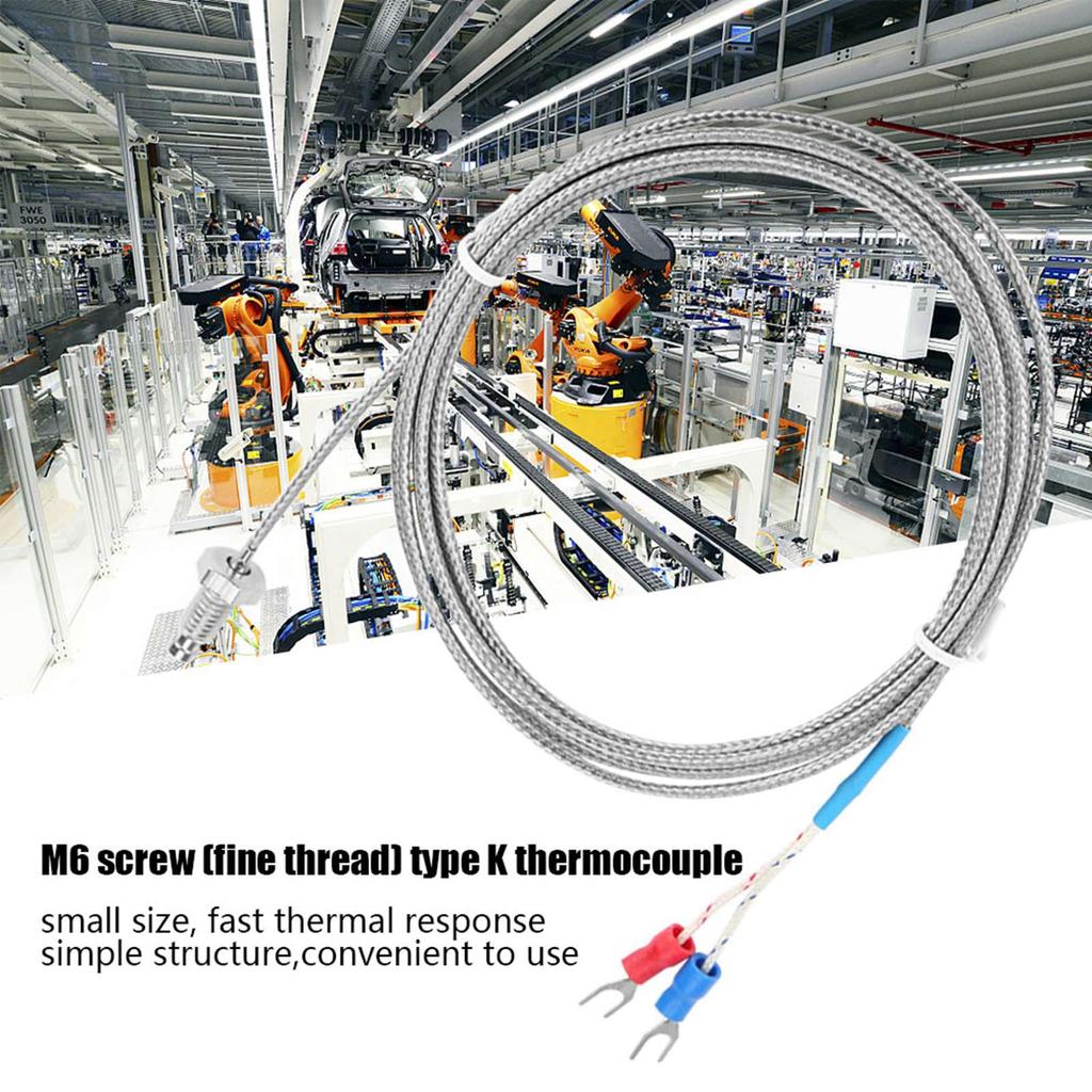 M6 Screw Fine Thread Type K Thermocouple Temperature Sensor Wire 0-400 celsius  (1 m)