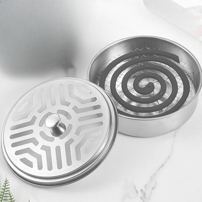 

Держатель спиралей от комаров, коробка для сеток от комаров из нержавеющей стали с крышкой, круглый лоток для сеток от комаров, легко чистящиеся средства от комаров