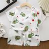 Kids Summer Cotton Pajama Set Boys Girls Short Sleeve Sleepwear Baby Breathable Loungewear Soft Comfortable Home Clothes