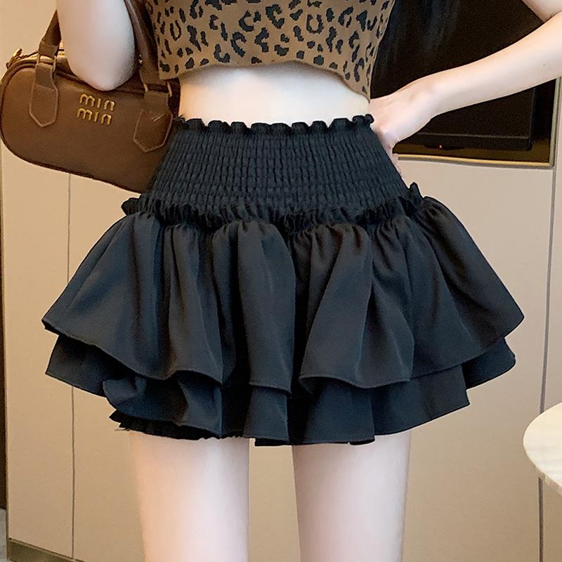 Women's Ballet-Style Puff Skort: Spring/Summer White Short Umbrella Skirt, Faux Two-Piece Design