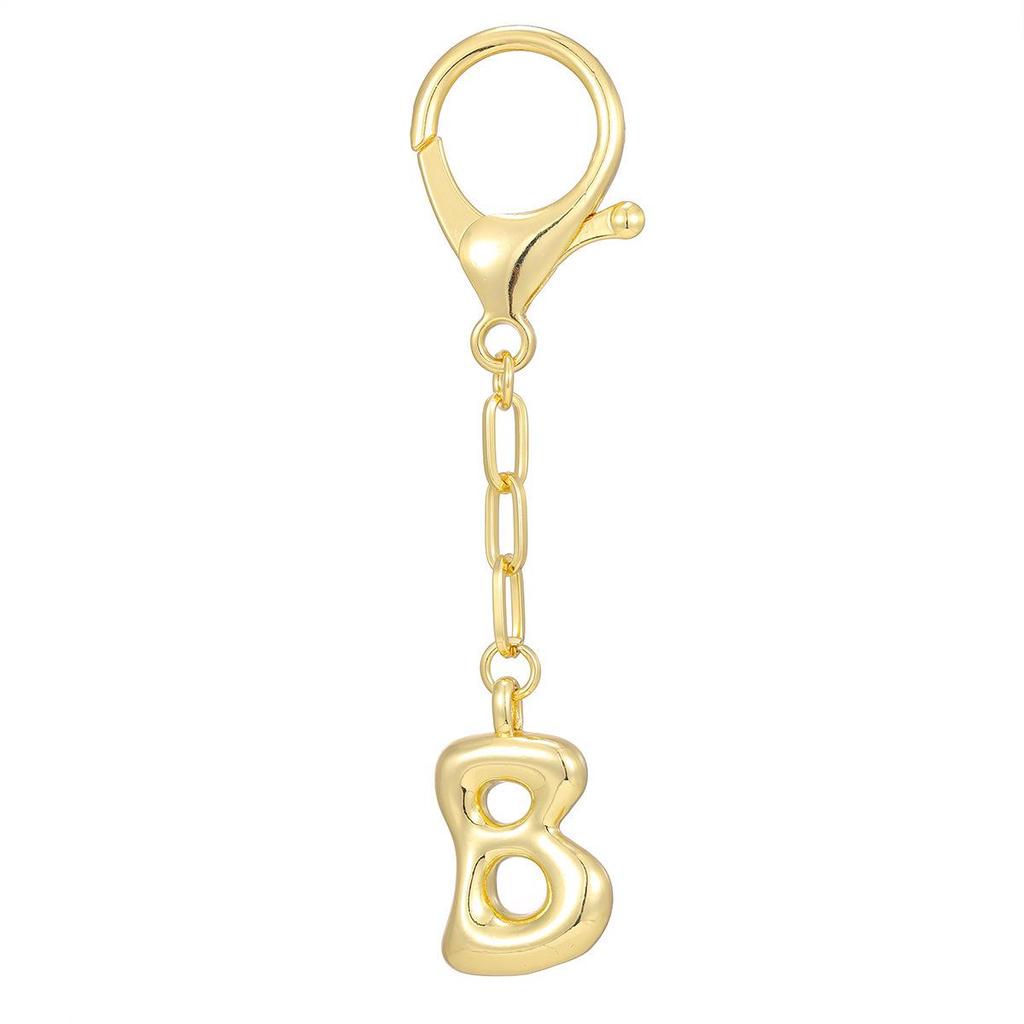 18K Gold Bubble Initial Pendant Keychain