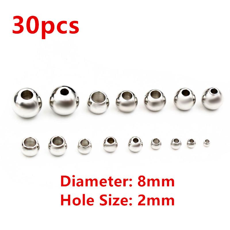 30-100pcs 2-8mm Stainless Steel Gold Color Spacer Beads Charm Loose Bead DIY Bracelets Necklace Beads for Jewelry Making Charms