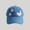 Korean Bowknot Flower Embroidery Baseball Caps Women Girl Cute Plum Outdoor Sun Visor Hats Adjustable Sports Peaked Cap