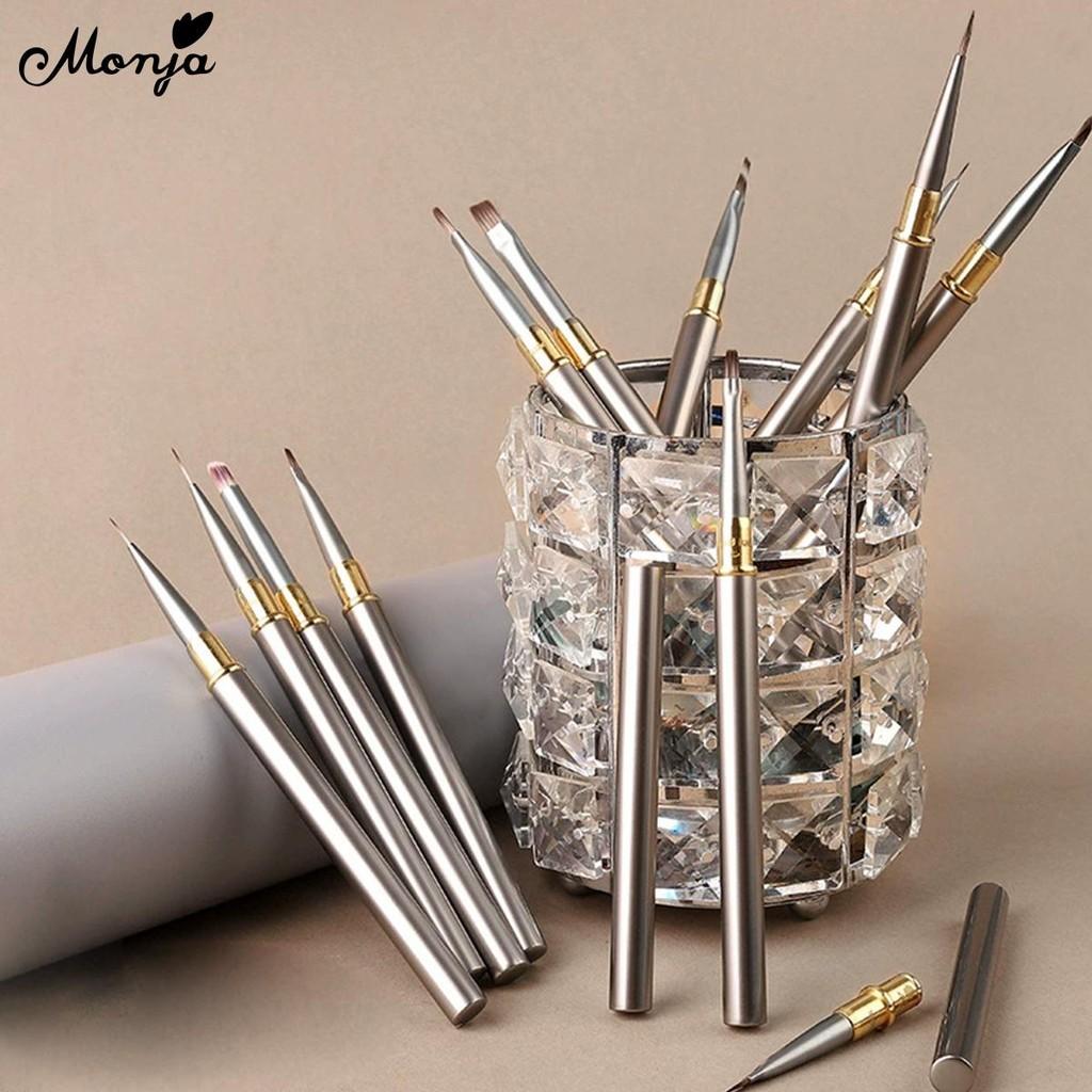 monja Nail Art Brush Stripes Thin Liner Floral Painting Drawing 6 Styles Heads French Gradient Crystal Acrylic UV Gel Extension DIY Manicure Tools