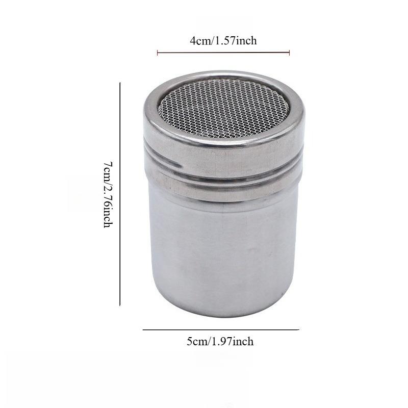 1PC stainless steel dusting can seasoning bottle dense hole loose powder sieve coffee sieve cylinder baking flour bottle sugar powder sieve