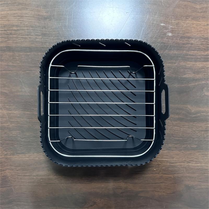 Air Fryers Pads Metal Grilling Rack Silicone Air Fryers Tray Silicone Dividers Pads Silicone Basket Perfect for Air Fryers