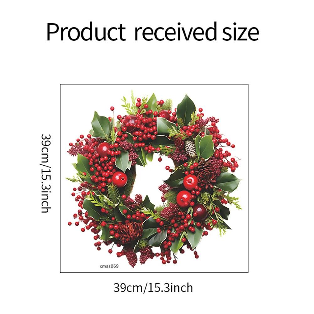Xmas Stickers Waterproof Wreath Pattern Wall Decals Wallpaper New Year Home Decor For Windows Mirrors Glass