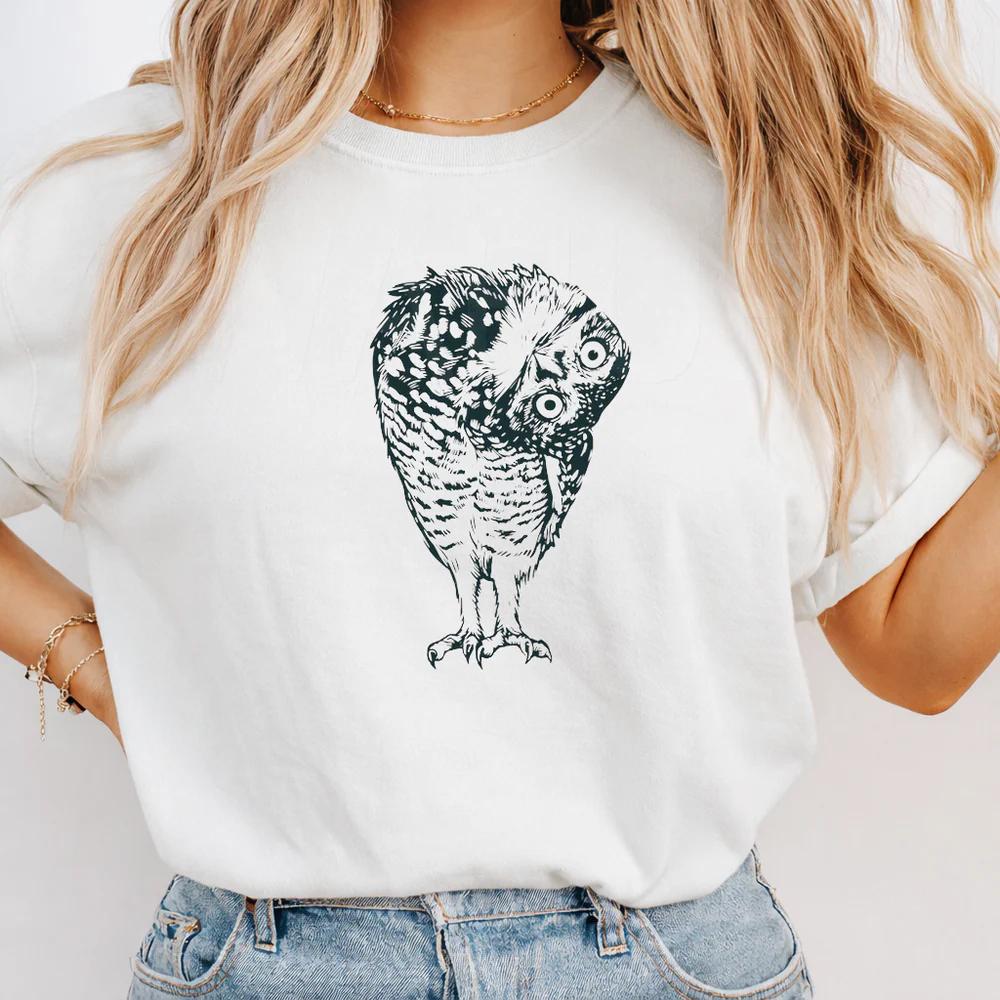 

2026 Summer Womens Owl Graphic Print TShirt Unisex Cotton and Breathable Short Sleeve Oversized Loose Casual S