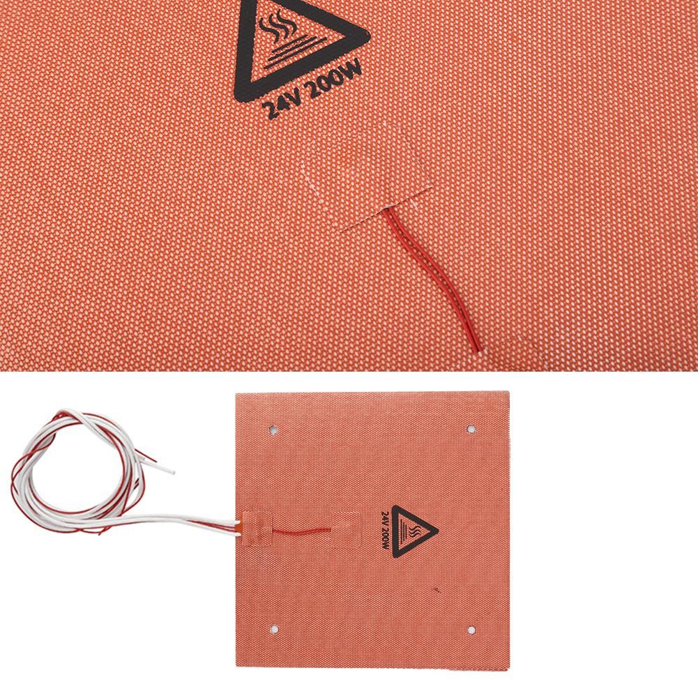 200W 24V 235*235mm High Temperature Resistance Silicone Heated Bed Heating Pad for 3D Printer