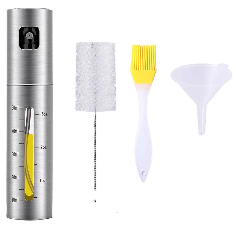 304 Stainless Steel Glass Oil Spray Bottle - Press Type for Barbecue and Cooking