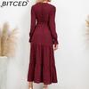 BITCED Herbst/Winter Einfarbiges Casual-Kleid mit weitem Saum Damen Langkleid