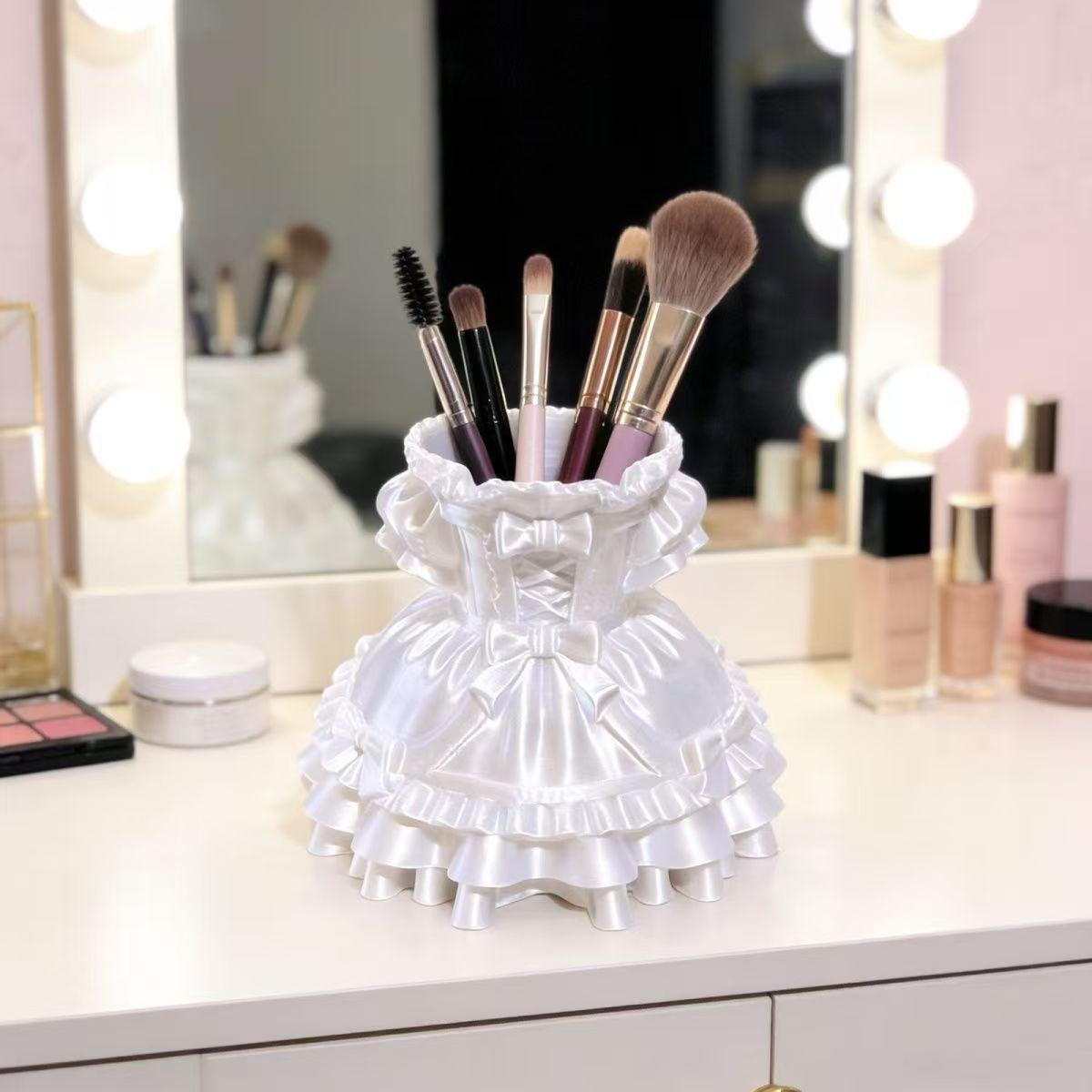 

1PC3D Printed Jewelry Tray Is Suitable for All Kinds of Jewelry Storage, Makeup Pen Storage Princess Skirt Decorative Ornaments белый