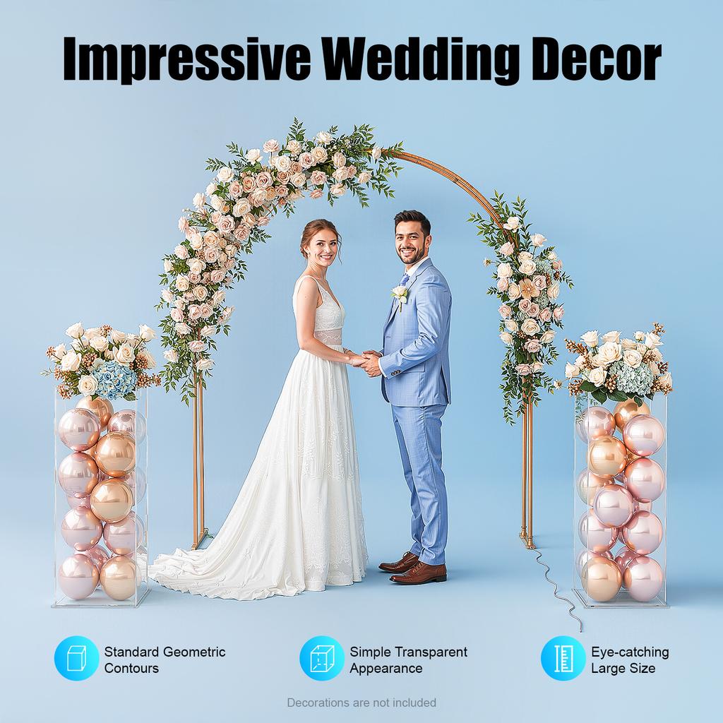2 Acrylic Flower Stands, 31.5in Clear Display Cube Pedestal Flower Tower, for Weddings, Birthdays, 11.02lbs Load Capacity