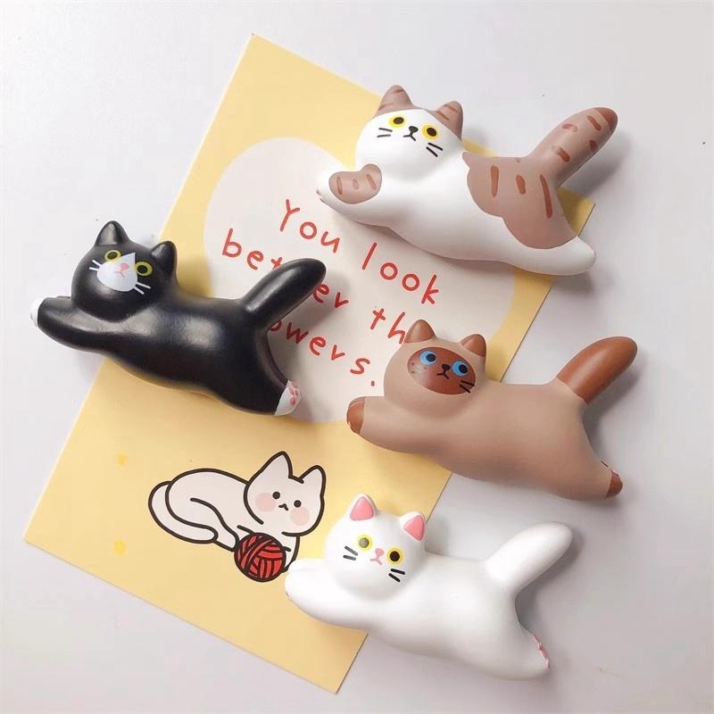 Cute Cat Refrigerator Magnets Sticker Creative Resin Cartoon 3D Cat Fridge Sticker Fridge Magnets Home Kitchen Decoration Gifts