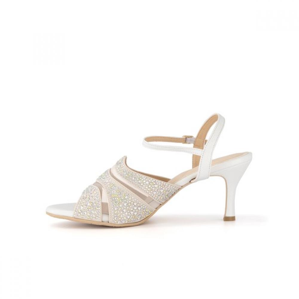 Daks 7cm CrYstal Jewel Mesh Y Strap Sandal Dld304 Cream White