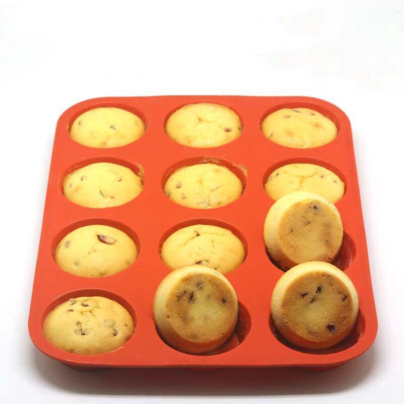 Silicone Round Mold 12 Holes Mini Muffin DIY Cupcake Cookies Fondant Baking Pan Non-Stick Pudding Steamed Cake Mold Baking Tool