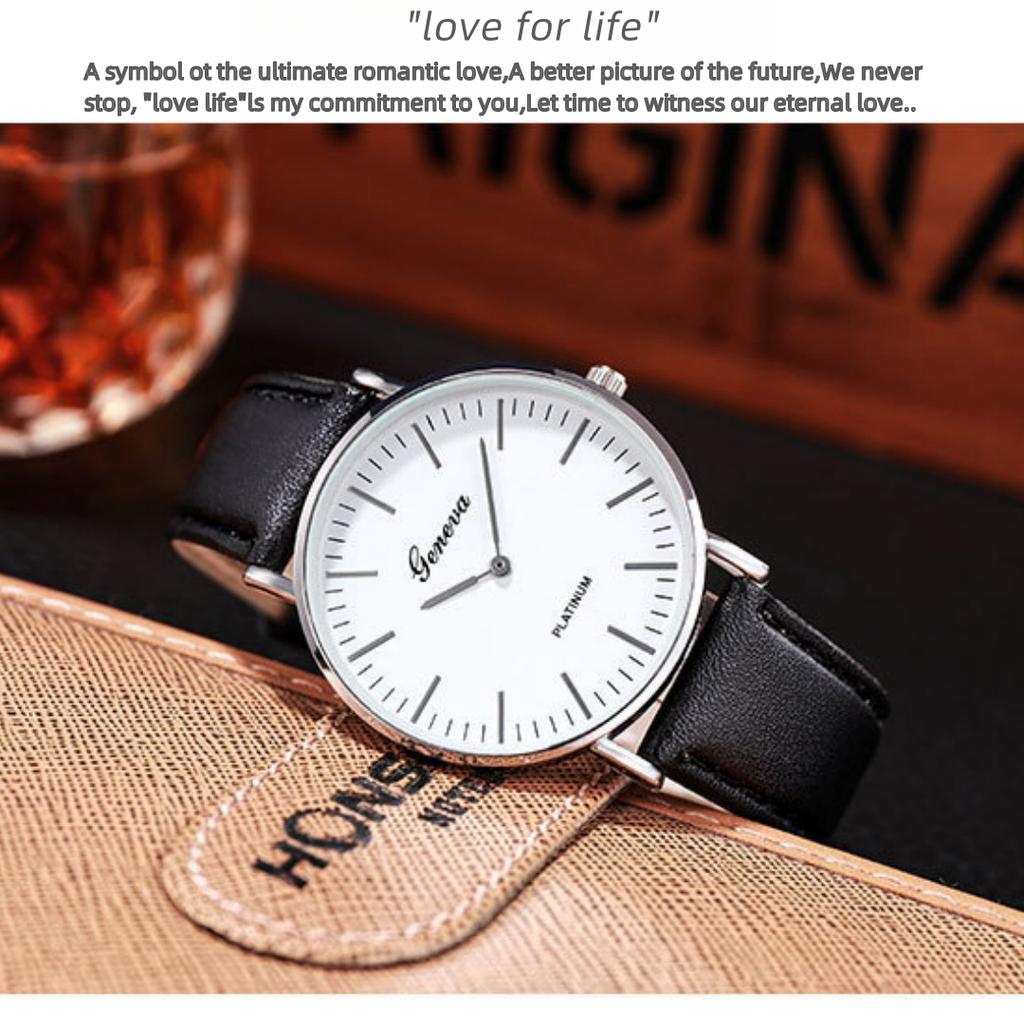 Business Watch Luxurious Casual Quartz Leather Lightly Embossed Leather Strap Mens Watch Suitable Gifts for Men