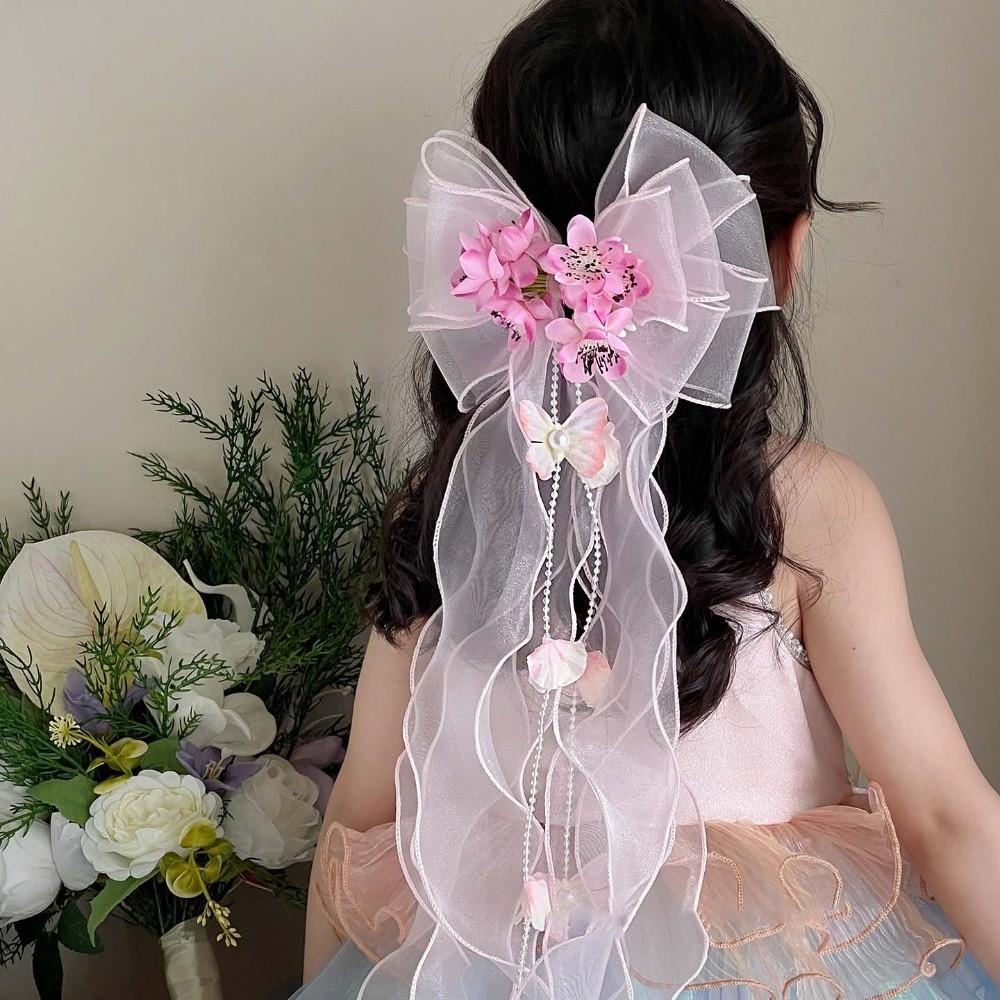 Oversized Jumbo Organza Bowknot Beaded-streamer Tulle Ribbon Streamers Recitals