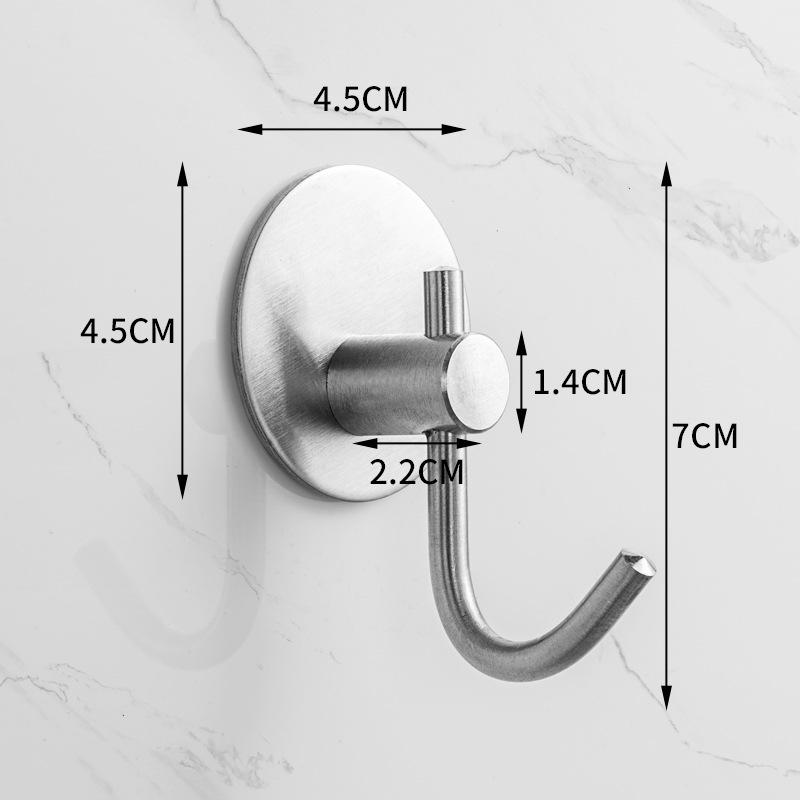 Traceless 304 Stainless Steel Adhesive Hook for Bathroom & Kitchen