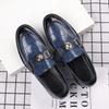 New Men's Business Leather Shoes Large Size Plaid Casual Loafers Men's Banquet Foot Cover Metal Buckle Shoes 48