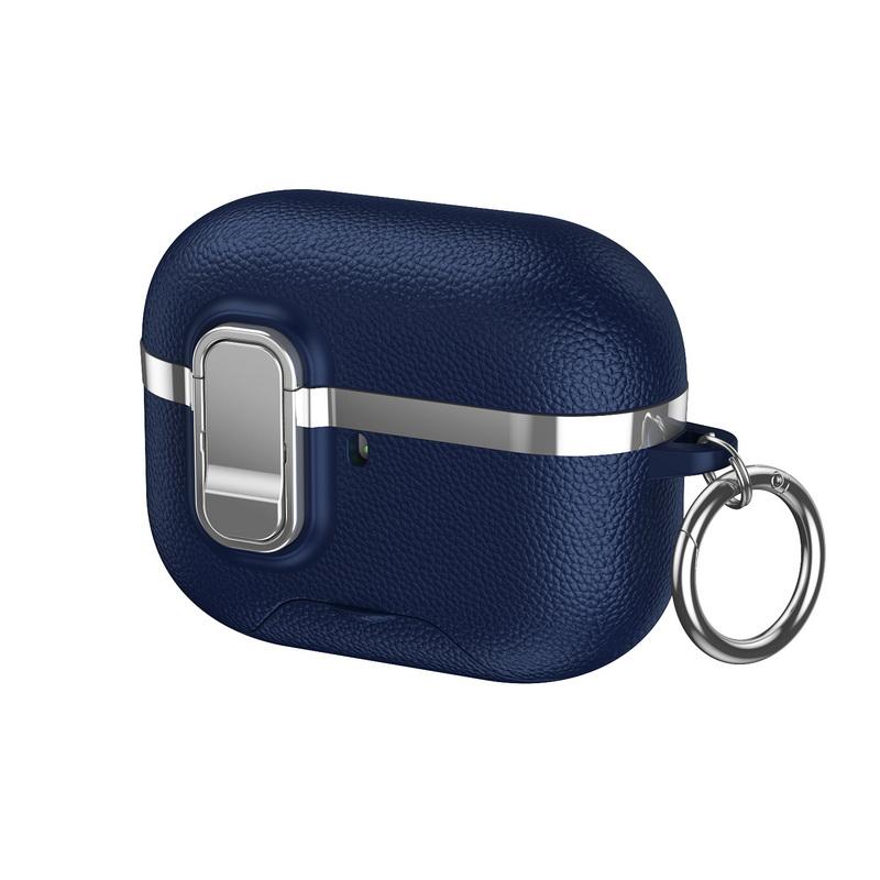 Galvanisiertes Leder-Kopfhörerhülle für AirPods 4. Generation Pro 3 2 Bluetooth-Headset-Abdeckung mit Telefonständer Schlüsselanhänger für AirPods Pro 3 2 Kopfhörer-Ladebox