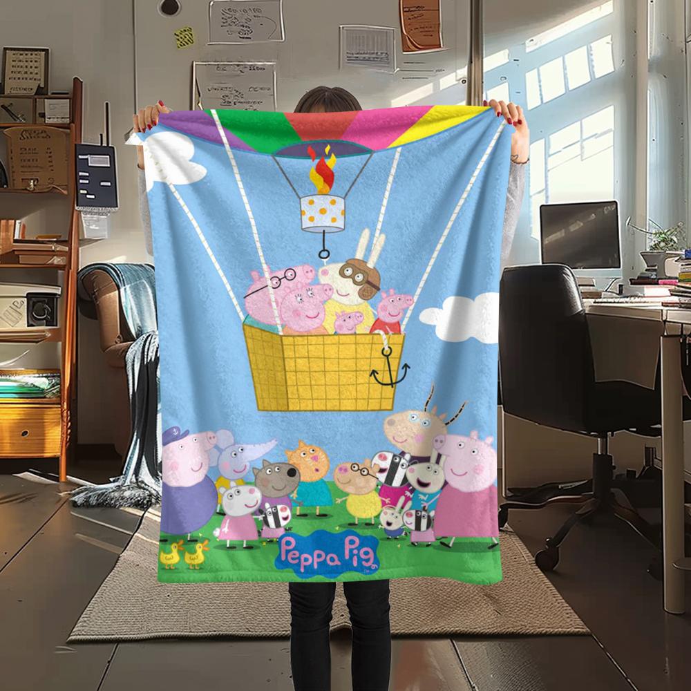 1Pc Pink Pig Cartoon Print Flannel Blanket, High quality Comfortable for All Seasons, Home Decor, Warmth and Comfort, Perfect for Gifts