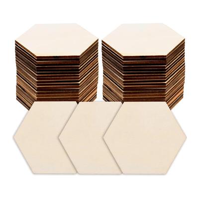 50pcs 8cm Blank Wood Hexagon Pieces Unfinished Hexagon Wood Cutouts for DIY Crafts Coaster Wall Art Home Decor