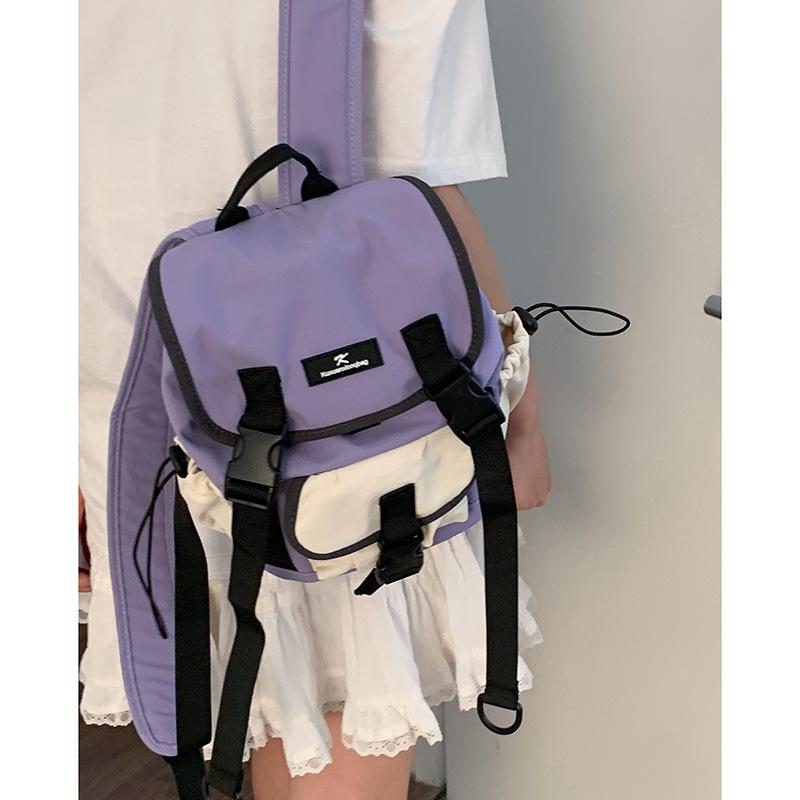 

Contrast nylon fabric student schoolbag women s bag 2025 new fashion collegiate style backpack casual large capacity backpack фіолетовий