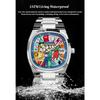 Luxury Comic Cartoon Dial Square Quartz Men's Watch Casual Calendar Stainless Steel Waterproof Sport Men Watches Clock