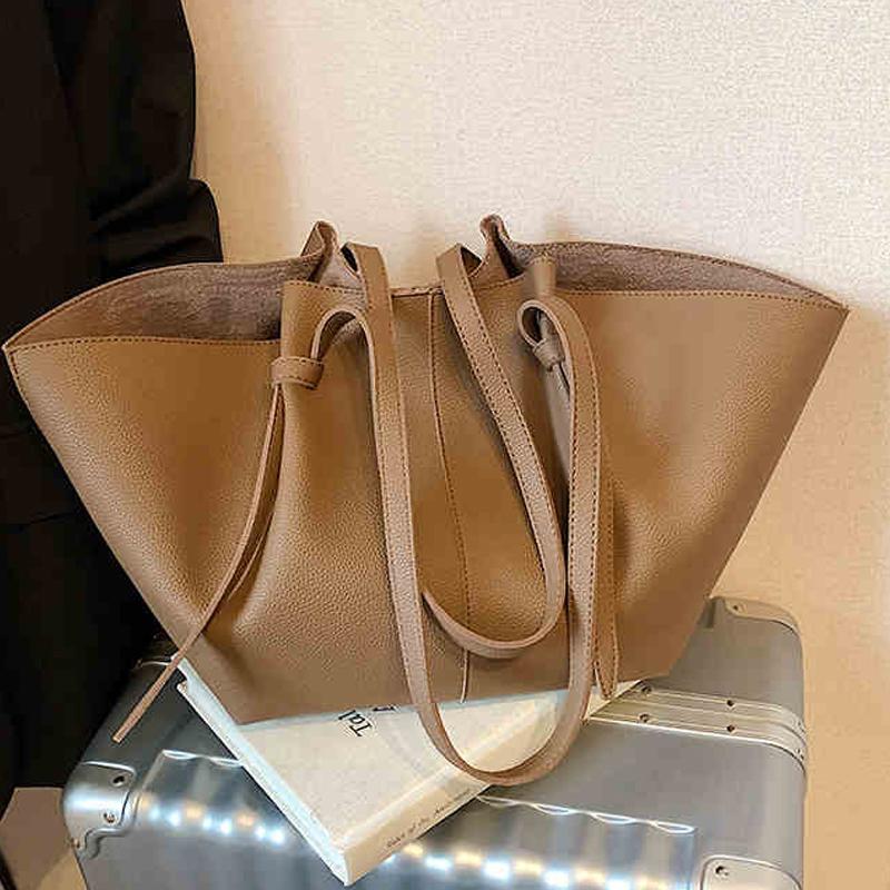 Korean Ins Simple Tote Bag for Women New Versatile Commuter Large Capacity One Shoulder Bags Casual Fashi Travel Handbags