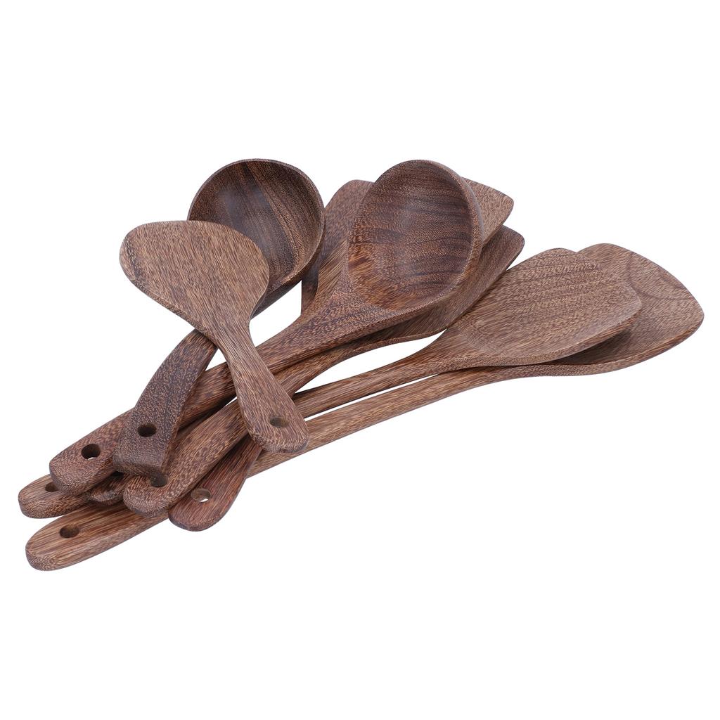 8Pcs Kitchen Tools Set Wooden Spatula Shovel Spoons Mixing Stirring Serving Utensils