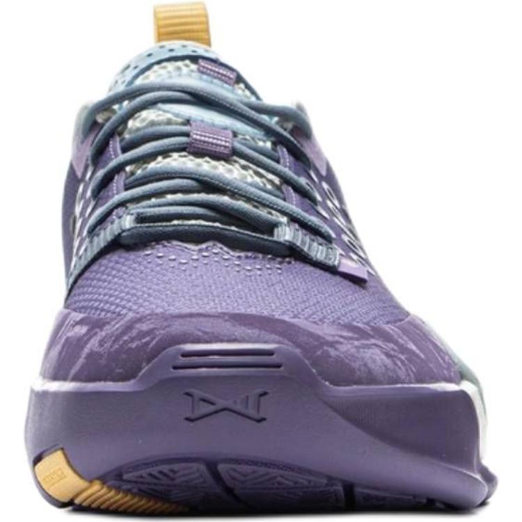 Li Ning Wade All City Fashion Comfortable Shock Absorption Rebound Support Low Top Kids Basketball Shoes Men Basketball Shoes Purple Blue YKBV010-5