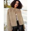 Damen Leder Rundhals Herbst und Winter Jacke für den täglichen Gebrauch