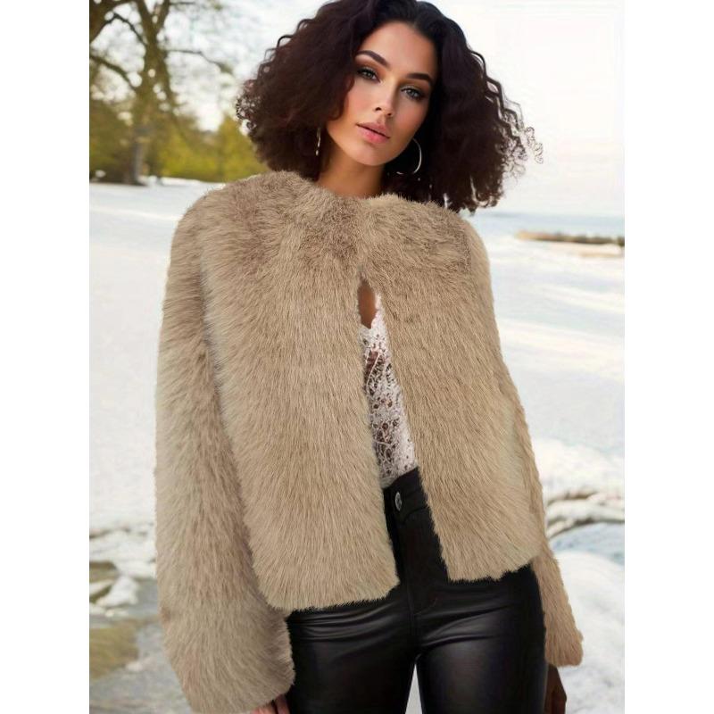 Damen Leder Rundhals Herbst und Winter Jacke für den täglichen Gebrauch