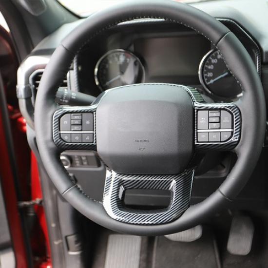 Carbon Fiber Style Outlook Steering Wheel Interior Cover Trim for Ford F-150