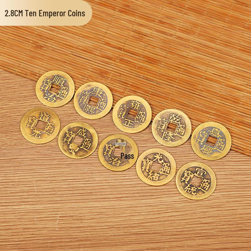 Ornamentos Artesanais de Cobre Real Antigo e Latão Moedas dos Cinco Imperadores