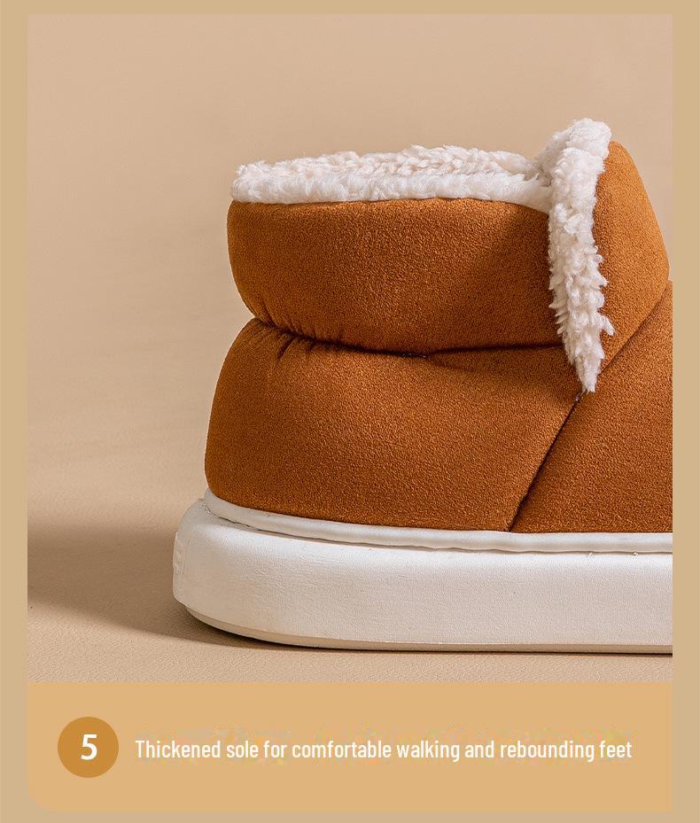 Women's High-Top Velvet-Lined Cotton Slippers, Non-Slip, Warm, Thickened for Winter, Suitable for Indoor & Outdoor Use