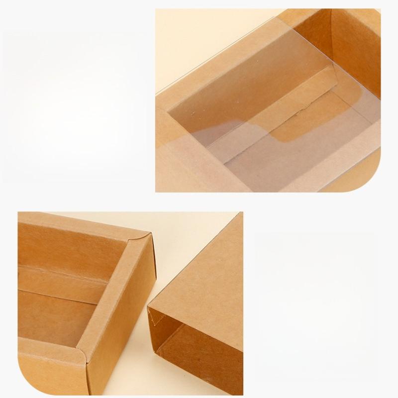With Clear PVC Window Delicate Drawer Display  Kraft Paper Gift Packing Case Wedding Party Cookie Candy Boxes Anniversary Birthday Gift Boxes 10pcs
