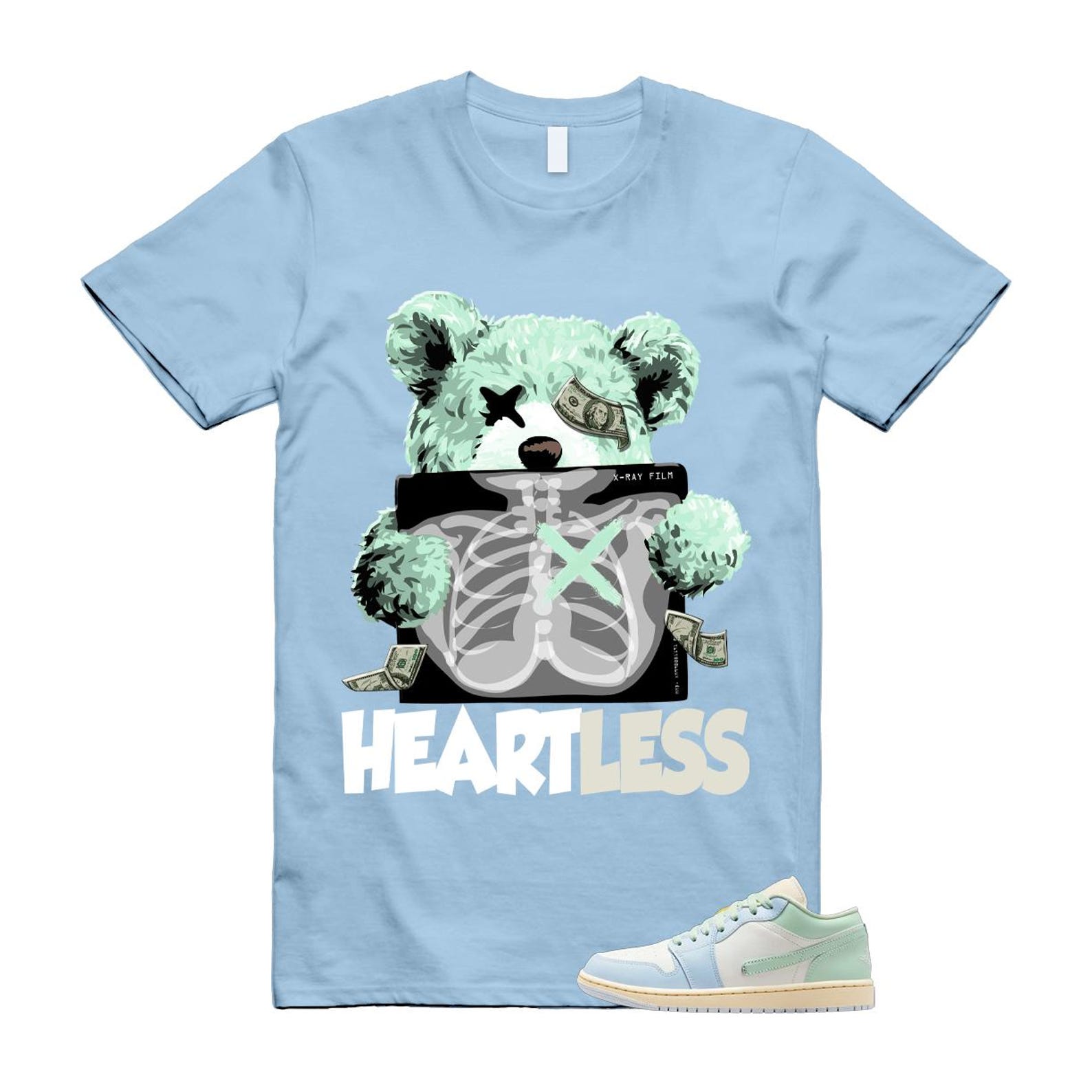 1 Sail Jade Aura Muslin White Ice Blue Mint T Shirt Match HEART S