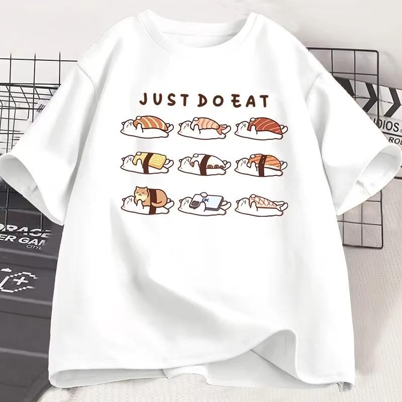 

Funny Cat Shusi Graphic T Shirts Cute Cartoon Cotton Printed T Shirt Loose Unisex Round Neck Mens Clothes Oversized Streetwe S разноцветный