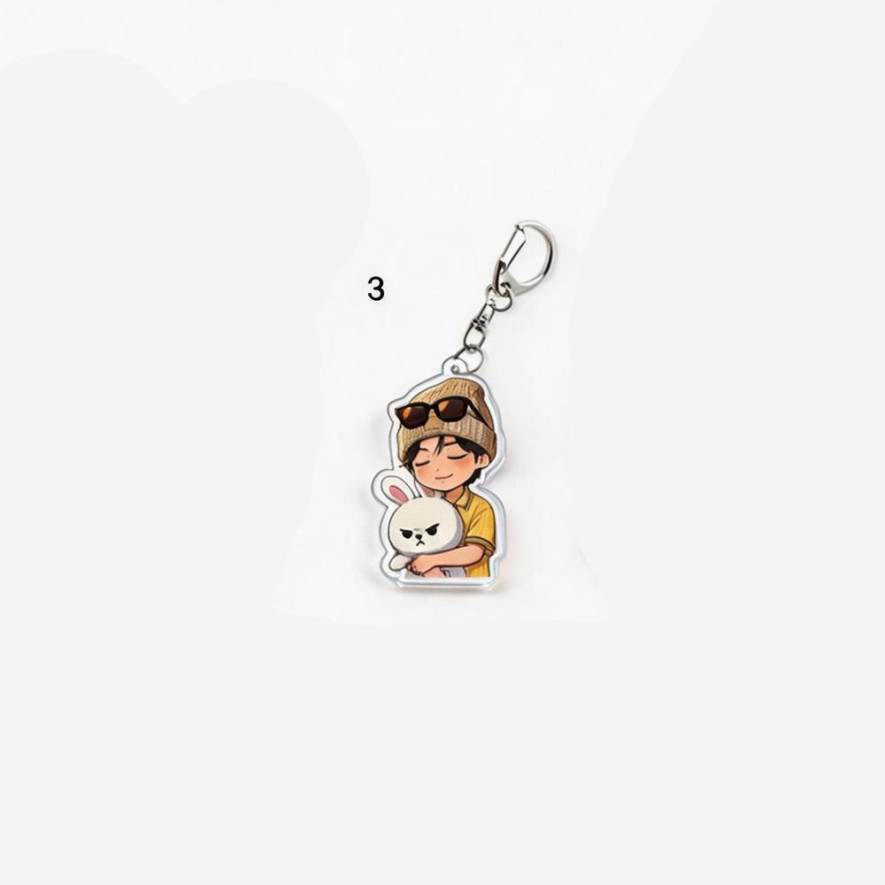1pc Stray Kids Member Keychain Cute Cartoon Chibi Doll Holding SKZOO Plushie Sleeping Style Charm Keyring for Bags Backpacks, SKZ Merch STAY Gift
