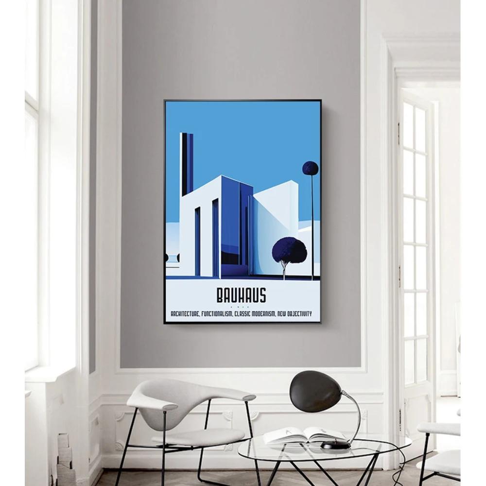 Bauhaus Moderne Architektur Poster Linien und Minimalistische Architekten Drucke Leinwand Malerei Wandkunst Bild Heim Wohnzimmer Dekor